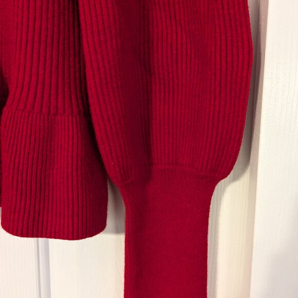 EXPRESS Ribbed Puff Sleeve Peplum Sweater - Picture 3 of 3